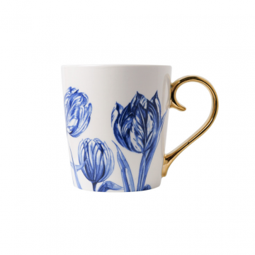 Heinen Delfts Blauw Mok Tulp goud