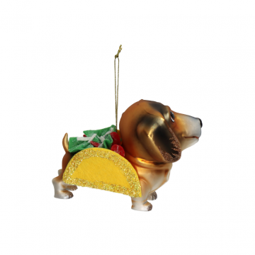 Kersthanger Taco Hond Glas Multi